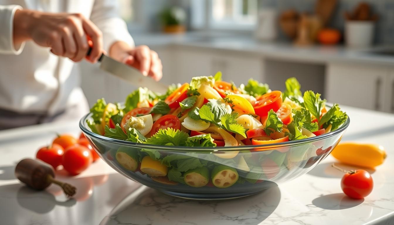 Fresh seasonal ingredients arranged for home cooking